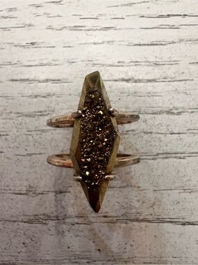 Gold Druzy Double-Band Ring - Women Jewelry